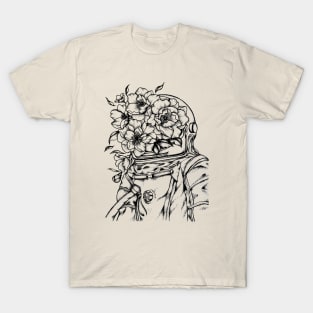 Floral Astronaut by Akbaly T-Shirt